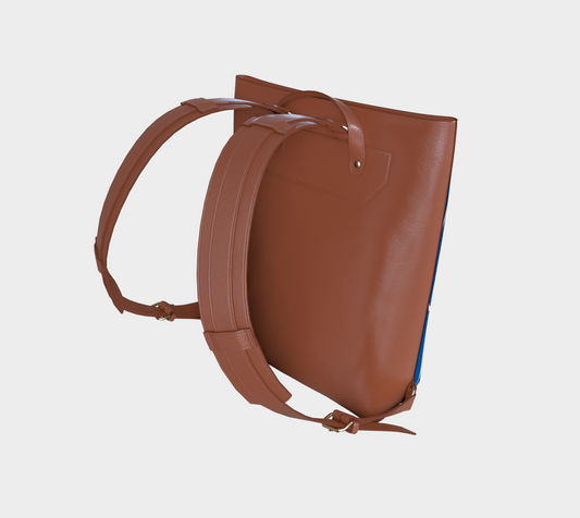 Vegan Leather Backpack - Haida box fig.60(blue/yellow)
