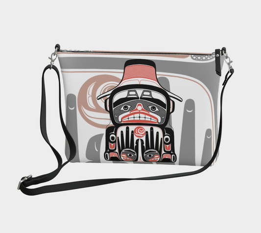 Vegan Leather Crossbody Purse - Haida Watchmen and Salmon egg