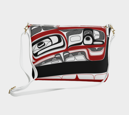 Vegan Leather Crossbody Purse- Haida Bowl Rendition (v2)