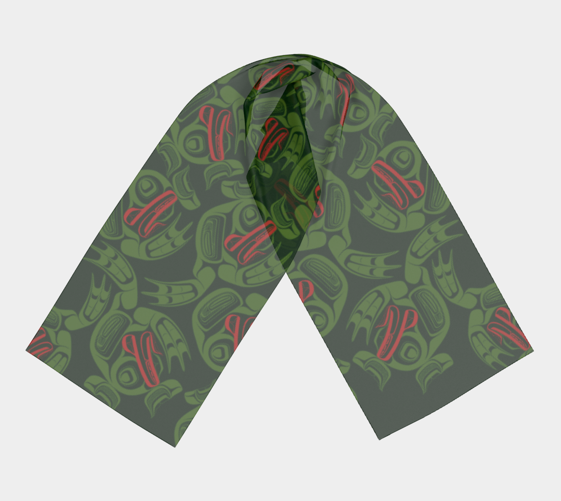 Long Scarf - Haida Frog Army (green)