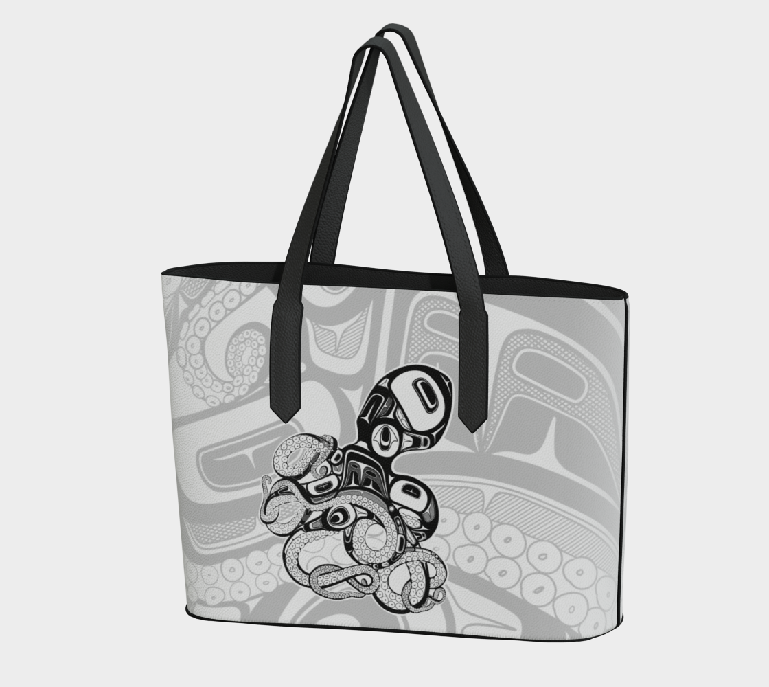 Vegan Leather tote -Haida octopus