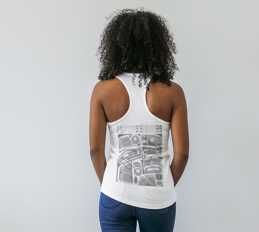 Racerback Tank Top - Haida Box Design (white)