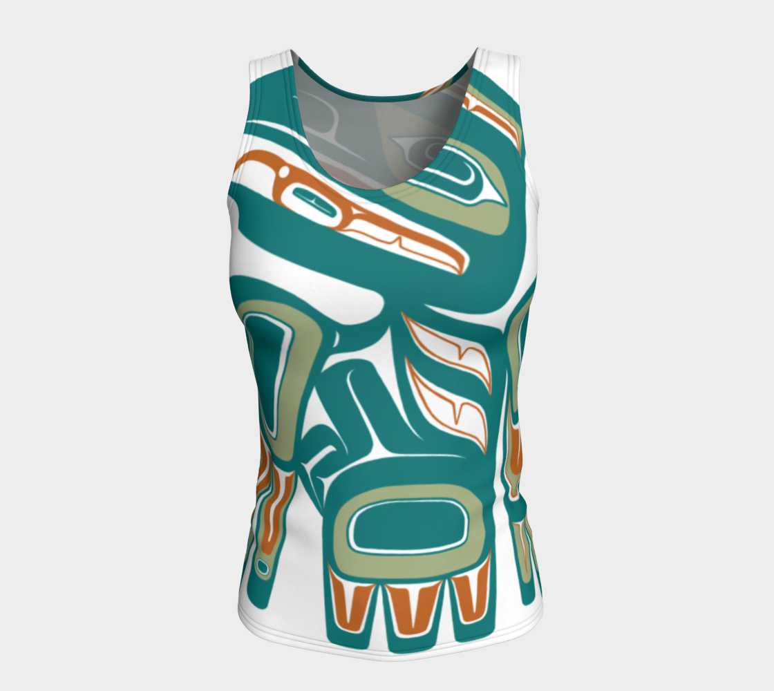 Fitted Tank Top (Long) - Haida Raven (TEAL)