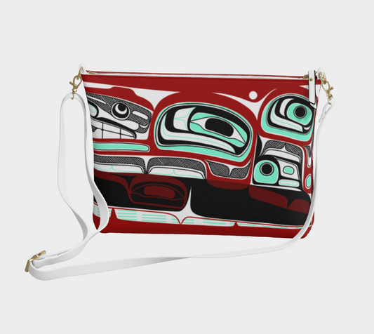 Vegan Leather Crossbody Purse- Haida Bowl Rendition (v4)