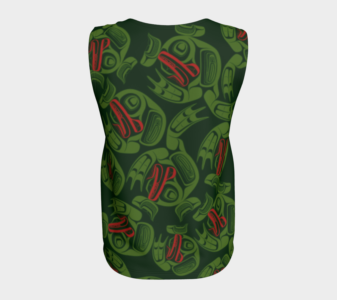 Loose Tank Top  - Haida Frog Army (green)