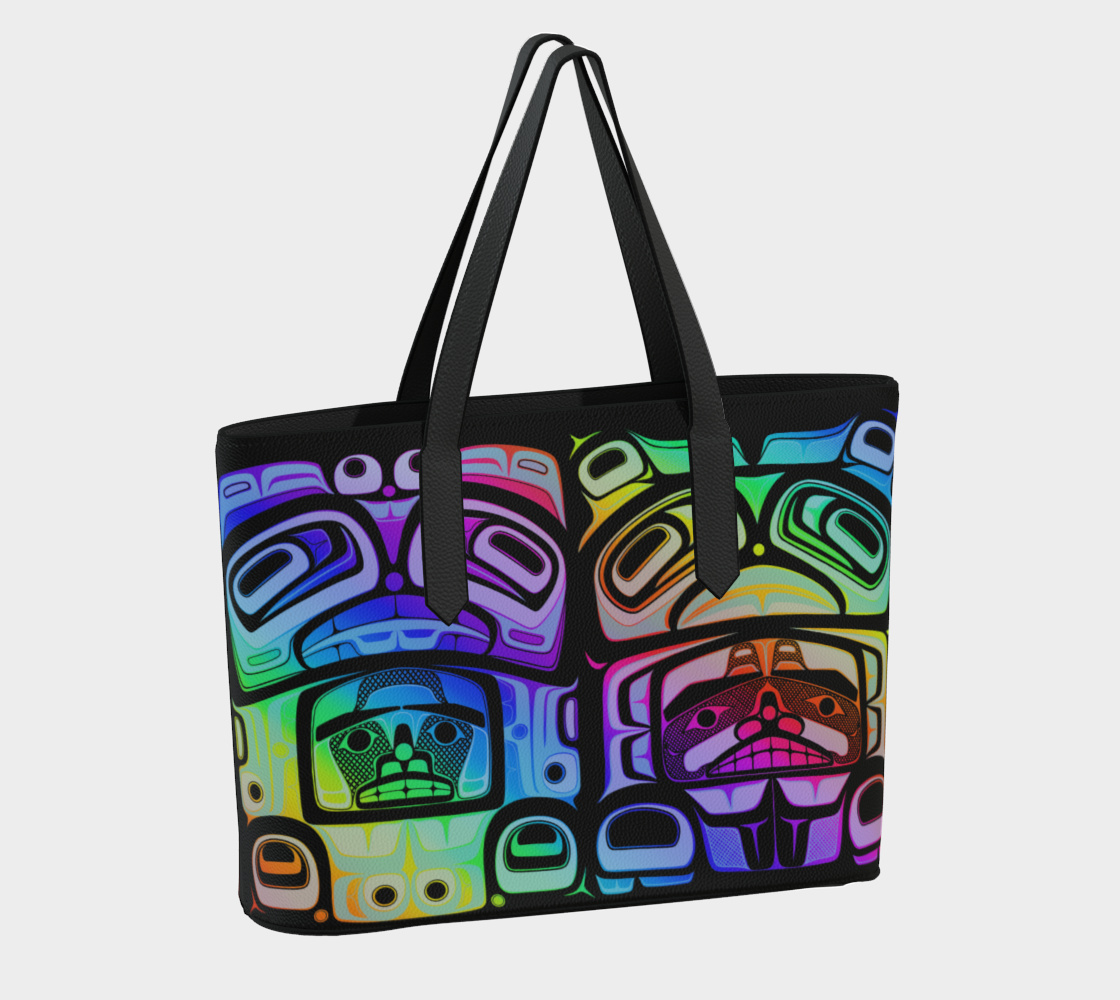 Vegan Leather tote - Haida Box Fig 60. (blk/rainbow)