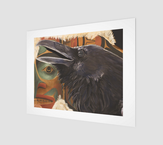 (14" x 11")   Art Print - Raven with Charles Edenshaw's Transformation Mask