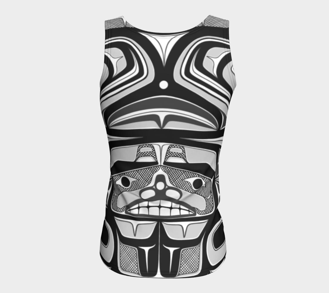 Fitted Tank Top (long)- Haida Box Fig.60(b/w)