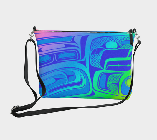 Vegan Leather Crossbody Purse - Haida box (rainbow v1)