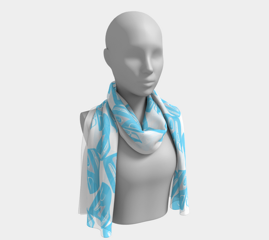 Long Scarf - Haida Raven Head (BLUE)