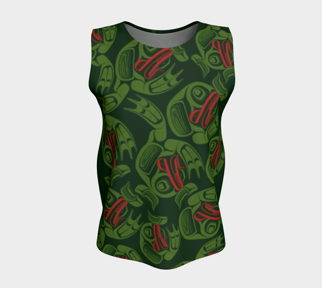 Loose Tank Top  - Haida Frog Army (green)