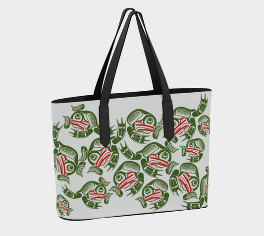 Vegan Leather tote -Haida Frog army