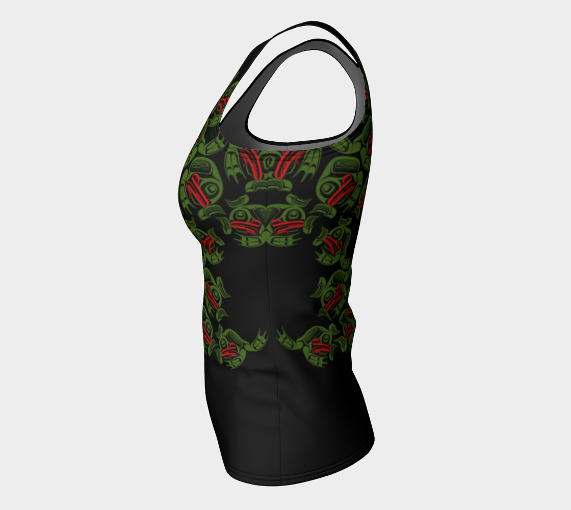 Fitted Tank Top (Long) - Haida Frog Army (black)