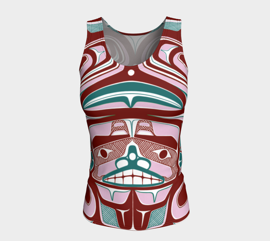 Fitted Tank Top (long)- Haida Box Fig.60 (pink)