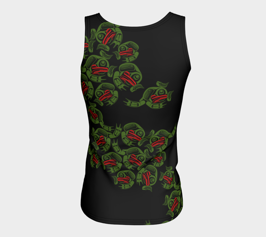 Fitted Tank Top (Long) - Haida Frog Army (black)