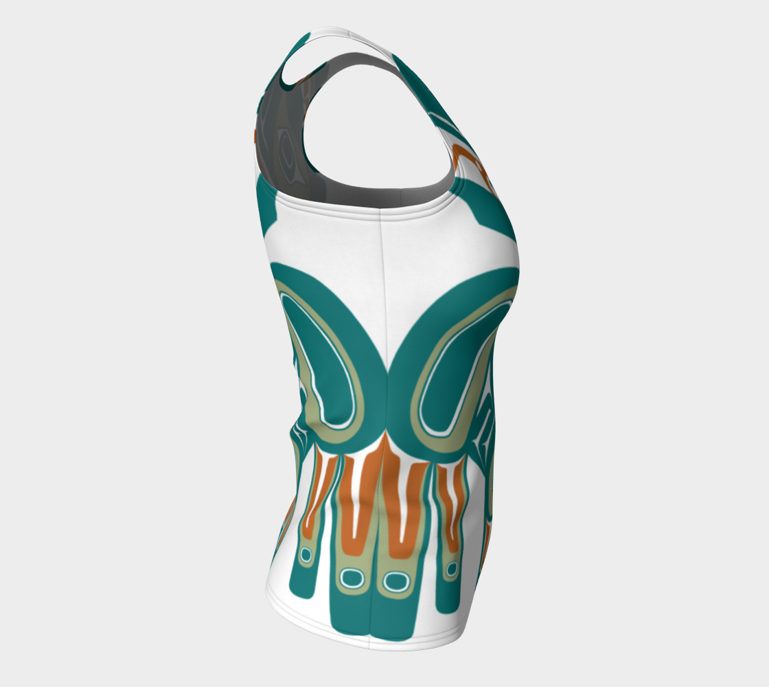 Fitted Tank Top (Long) - Haida Raven (TEAL)