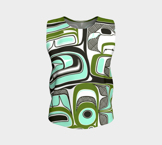 Loose Tank Top - Box Design (green)