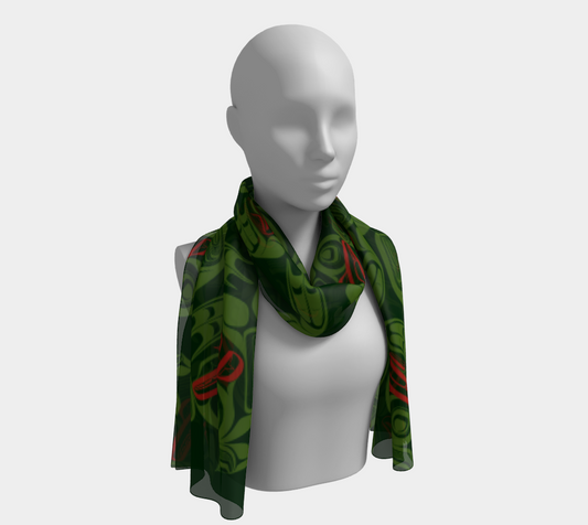 Long Scarf - Haida Frog Army (green)