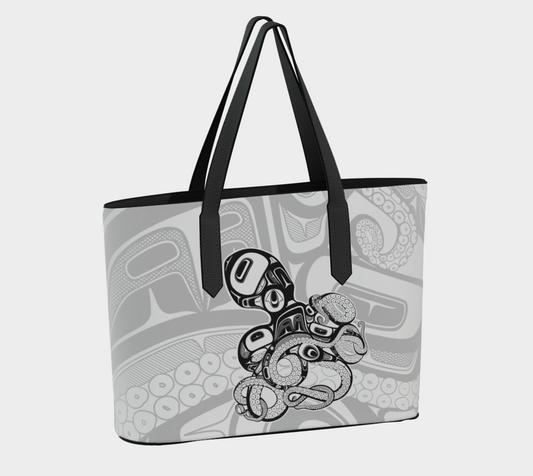 Vegan Leather tote -Haida octopus