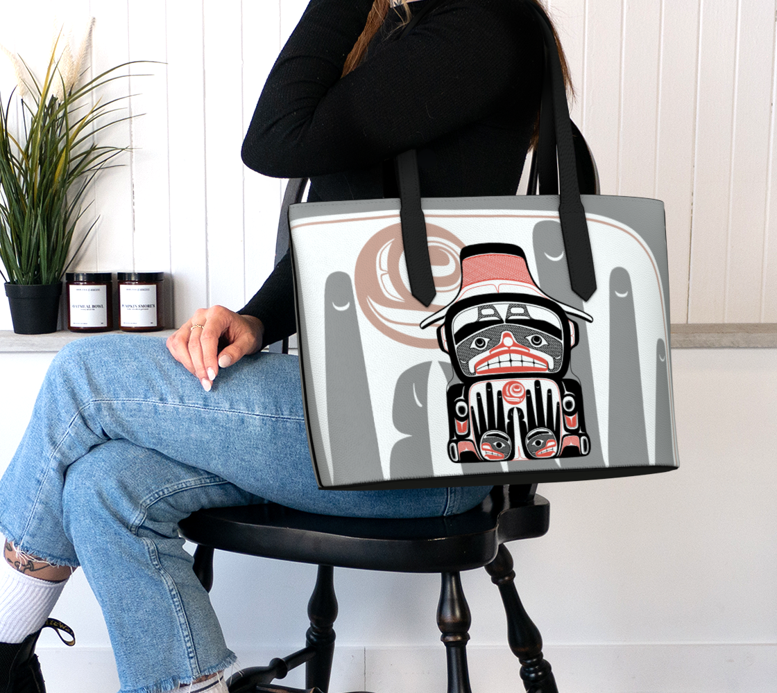Vegan Leather Tote - Watchmen and Salmon egg