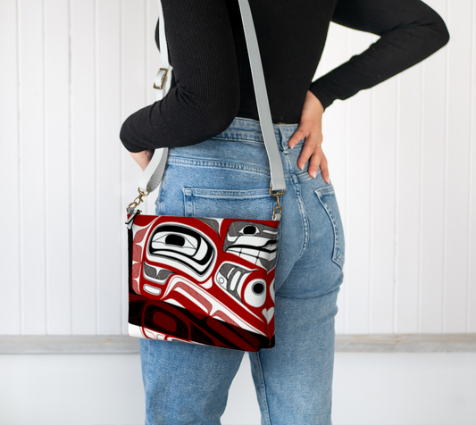 Vegan Leather Crossbody Purse-Haida Bowl Rendition (v1)