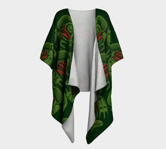 Draped Kimono - Haida Frog Army (green)