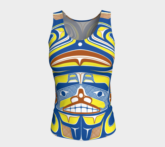 Fitted Tank Top (long)- Haida Box Fig.60 (yellow)