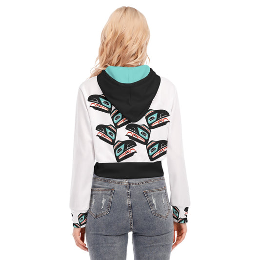 Crop Top Hoodie- Haida Raven Head (8)