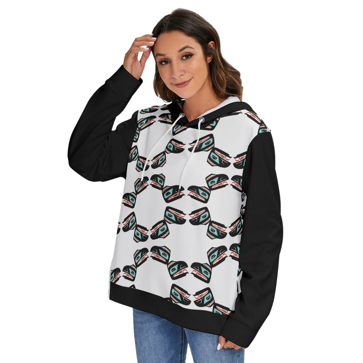 Fleece Zip-on-the-Side Hoodie - Haida Raven Head(2)