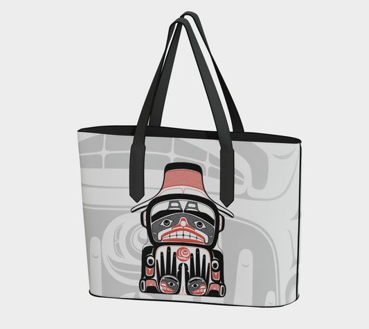 Vegan Leather tote -Haida Watchmen and Salmon egg