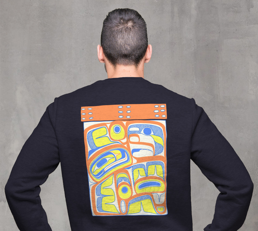 Crewneck Sweatshirt - Haida box design (orange)