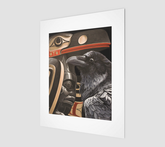 (8" x 10")  Art Print -Raven with James Hart's Celebration of Bill Reid pole