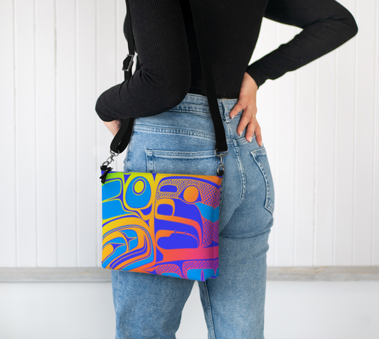 Vegan Leather Crossbody Purse - Haida box (rainbow v2)