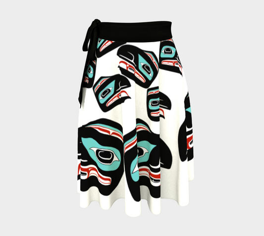 Wrap Skirt - Haida Raven Head(White)