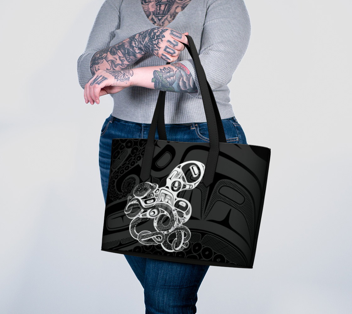 Vegan Leather tote -Haida Octopus