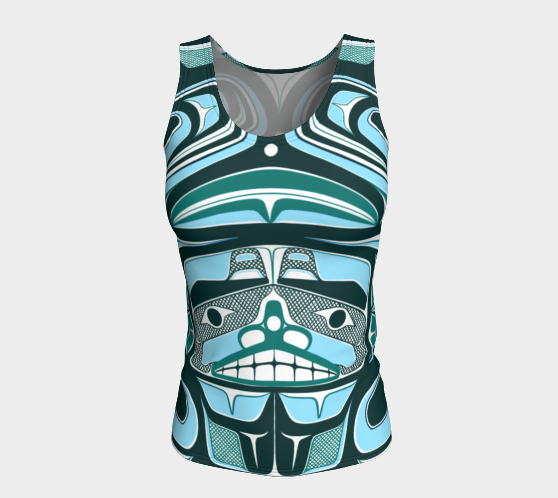 Fitted Tank Top (long)- Haida Box Fig.60(Baby blue)