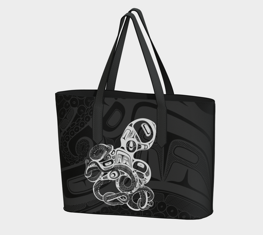 Vegan Leather tote -Haida Octopus