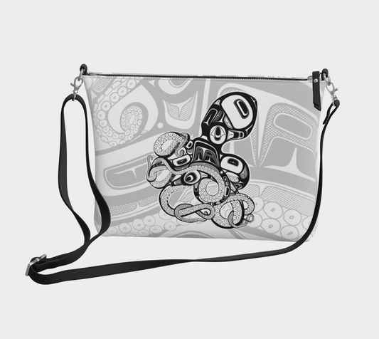 Vegan Leather Crossbody Purse - Haida Octopus