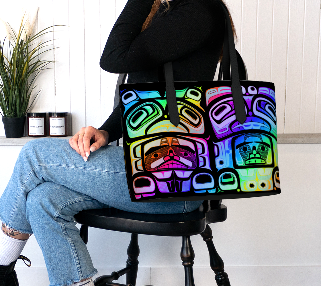 Vegan Leather tote - Haida Box Fig 60. (blk/rainbow)