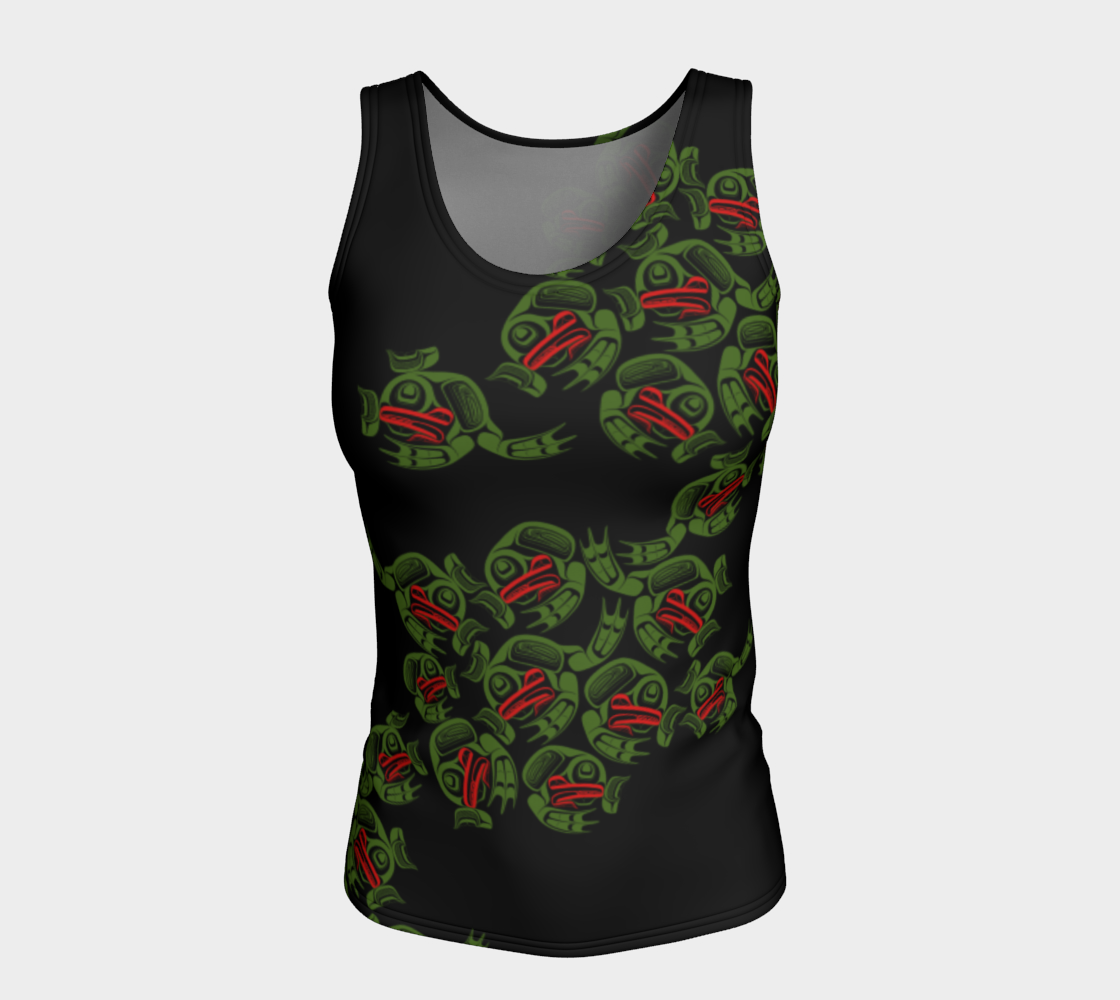 Fitted Tank Top (Long) - Haida Frog Army (black)