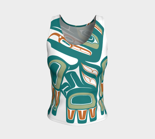 Fitted Tank Top (Long) - Haida Raven (TEAL)