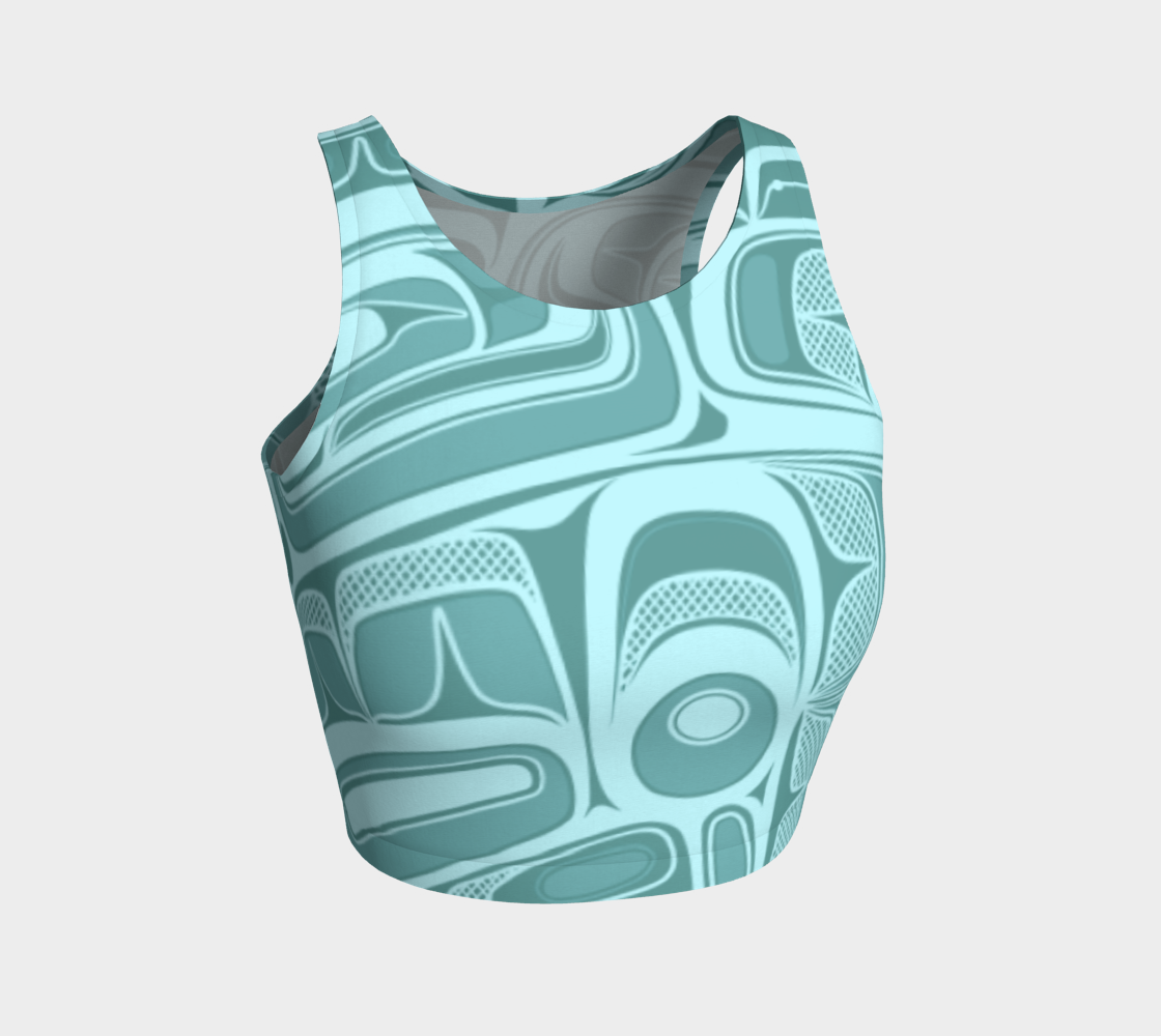 Athletic Crop Top - Box Design (teal)