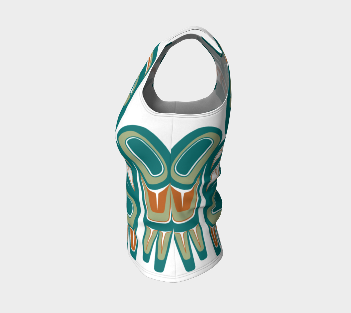 Fitted Tank Top (Long) - Haida Raven (TEAL)