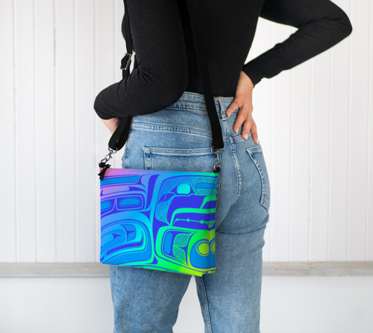 Vegan Leather Crossbody Purse - Haida box (rainbow v1)