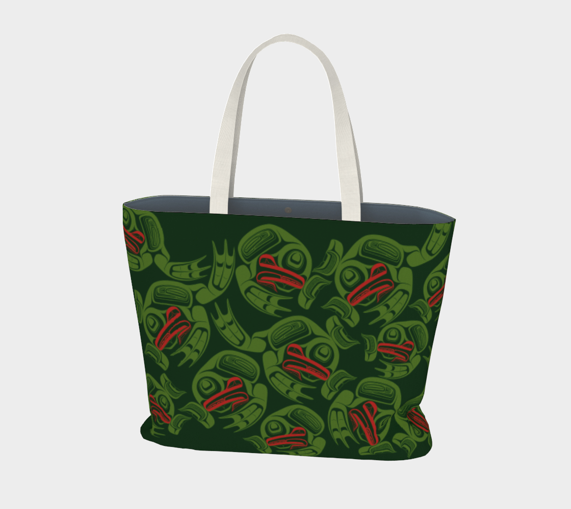 Large Tote Bag - Haida Frog Army (green)