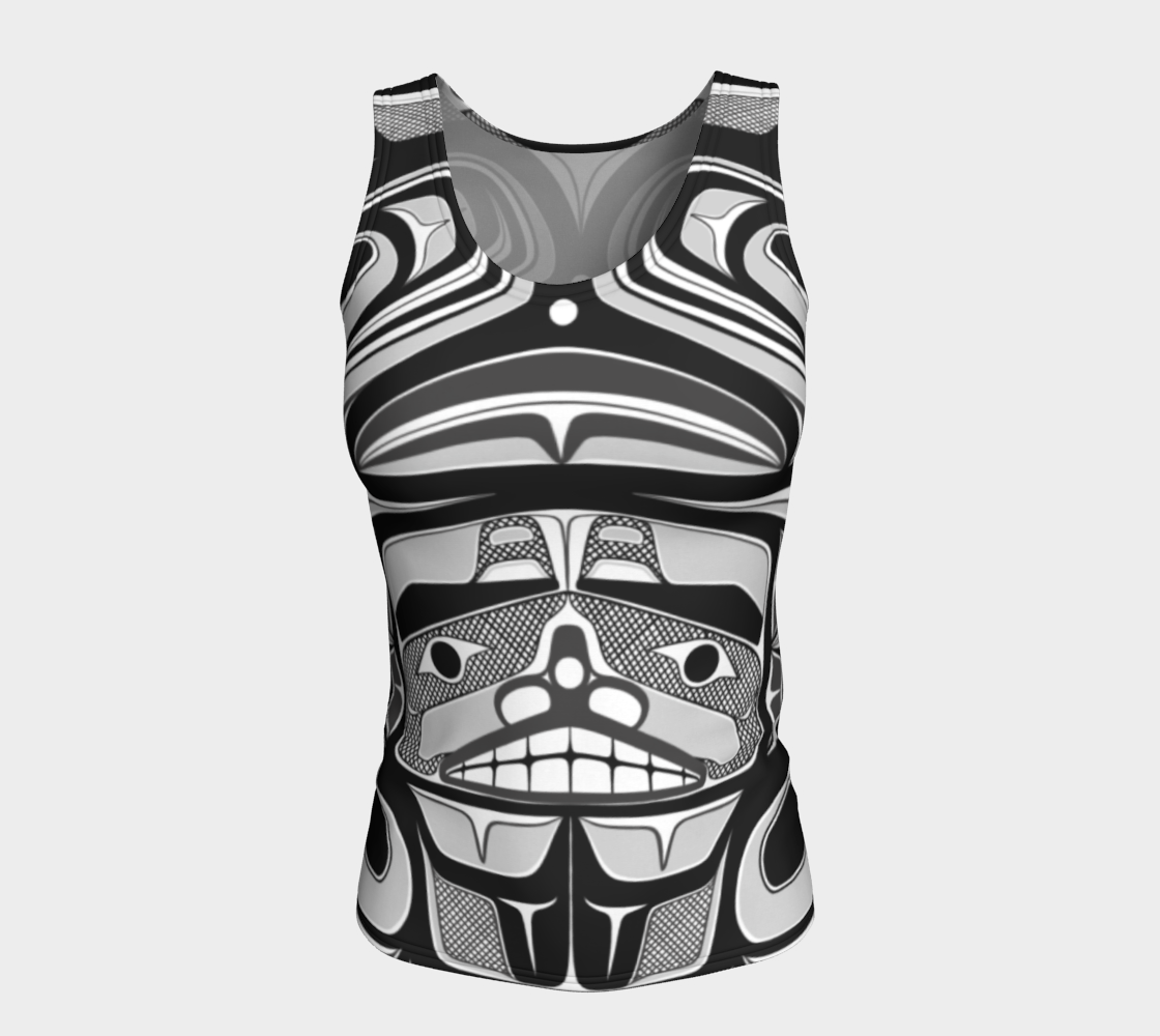 Fitted Tank Top (long)- Haida Box Fig.60(b/w)