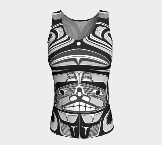 Fitted Tank Top (long)- Haida Box Fig.60(b/w)