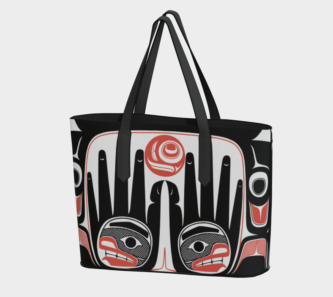 Vegan Leather tote -Haida Watchmen and Salmon egg