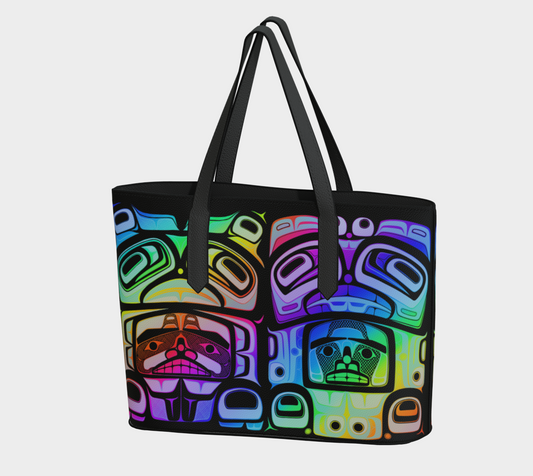 Vegan Leather tote - Haida Box Fig 60. (blk/rainbow)