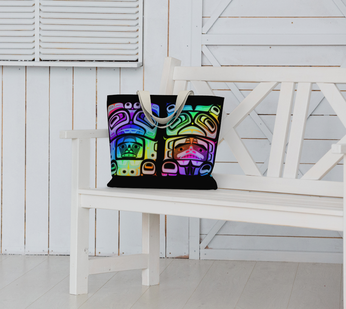 Large tote bag-  Haida fig.60 (rainbow/black)